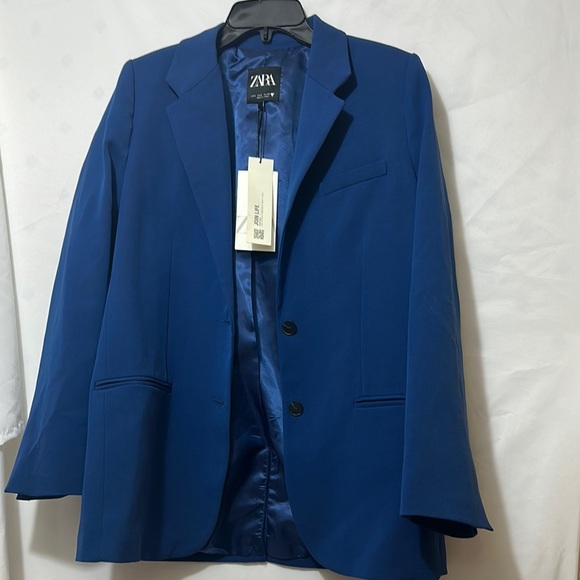 Zara Blue Tailored Blazer with Notched Lapel - Picture 1 of 8